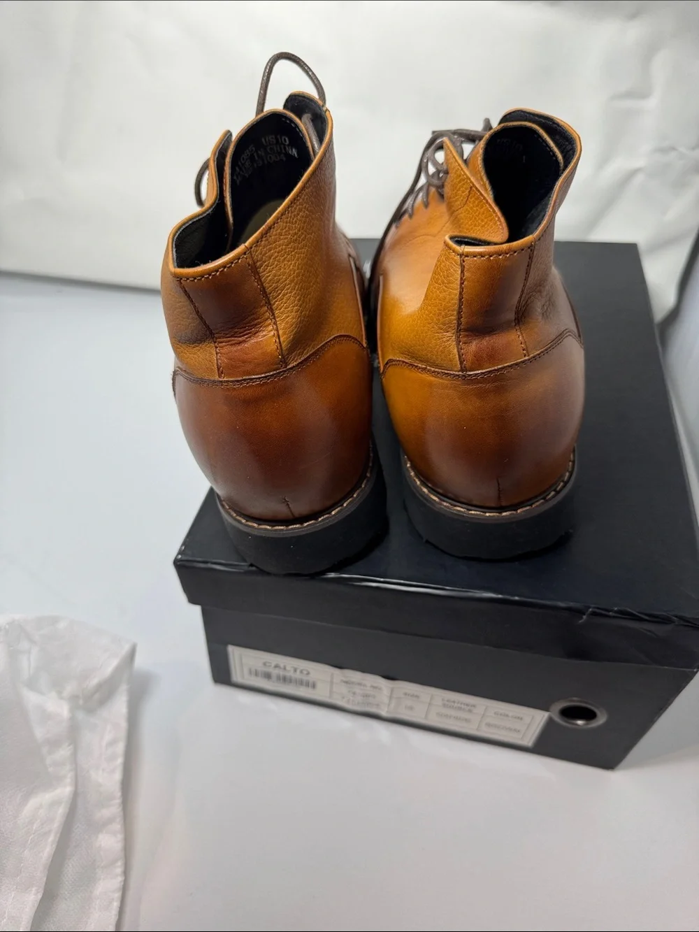 Cato Brown Leather Cap-Toe Chukka Boots with Dark Brown Laces